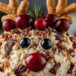 Festive Reindeer Cheese Ball decorated for holiday celebrations.