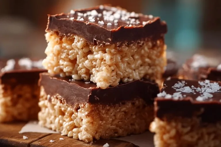 Homemade Rice Krispie Treats in a colorful display.