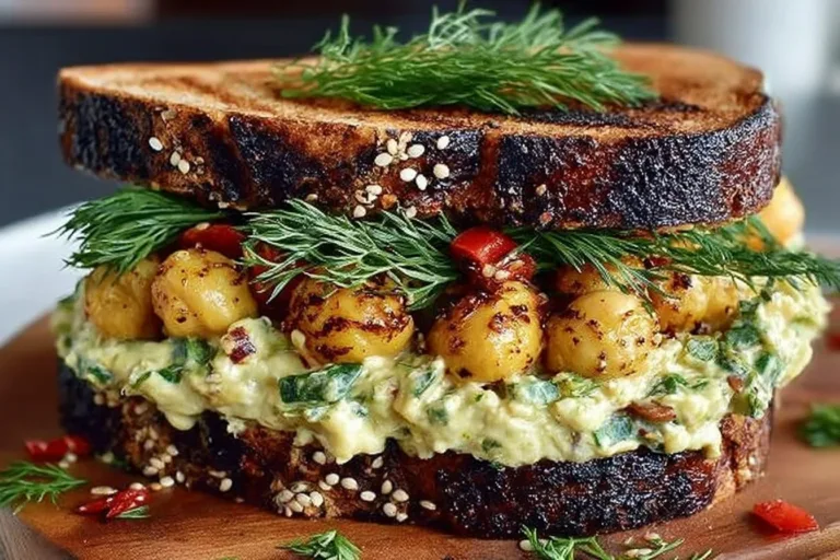 Savory smashed chickpea salad sandwich packed with flavor and nutrients.