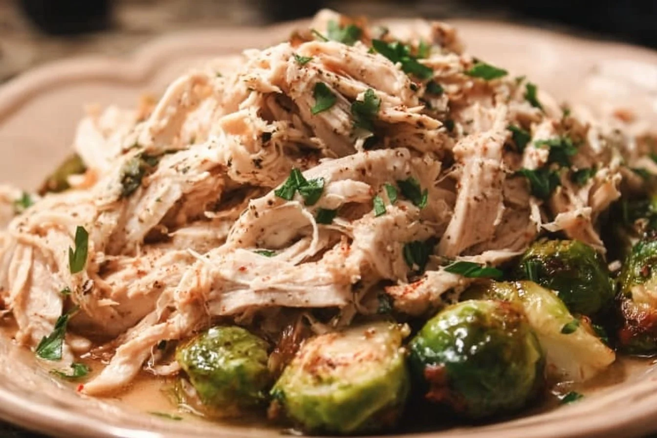 Delicious slow-cooker chicken dish garnished with fresh herbs