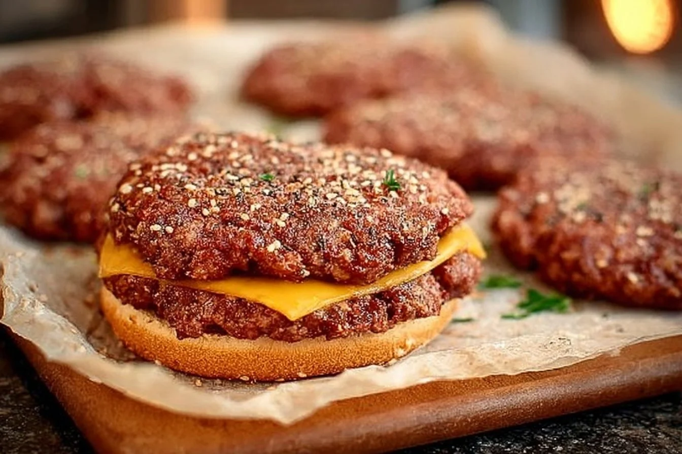 Delicious homemade smash burger with toppings