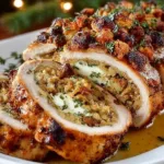 A beautifully rolled Turkey Roulade stuffed with herbs and spices.