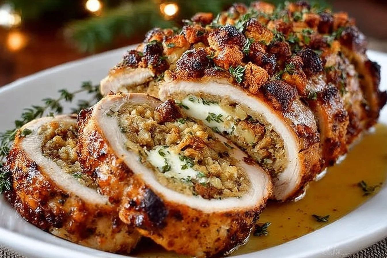 A beautifully rolled Turkey Roulade stuffed with herbs and spices.