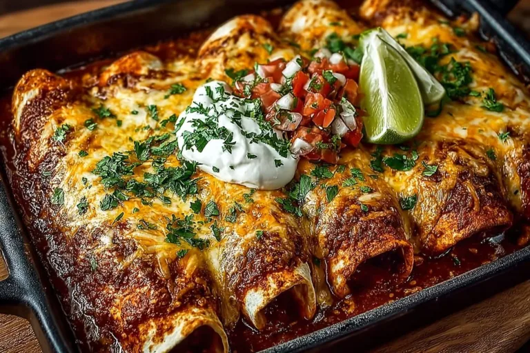Delicious quick and easy chicken enchiladas served with toppings