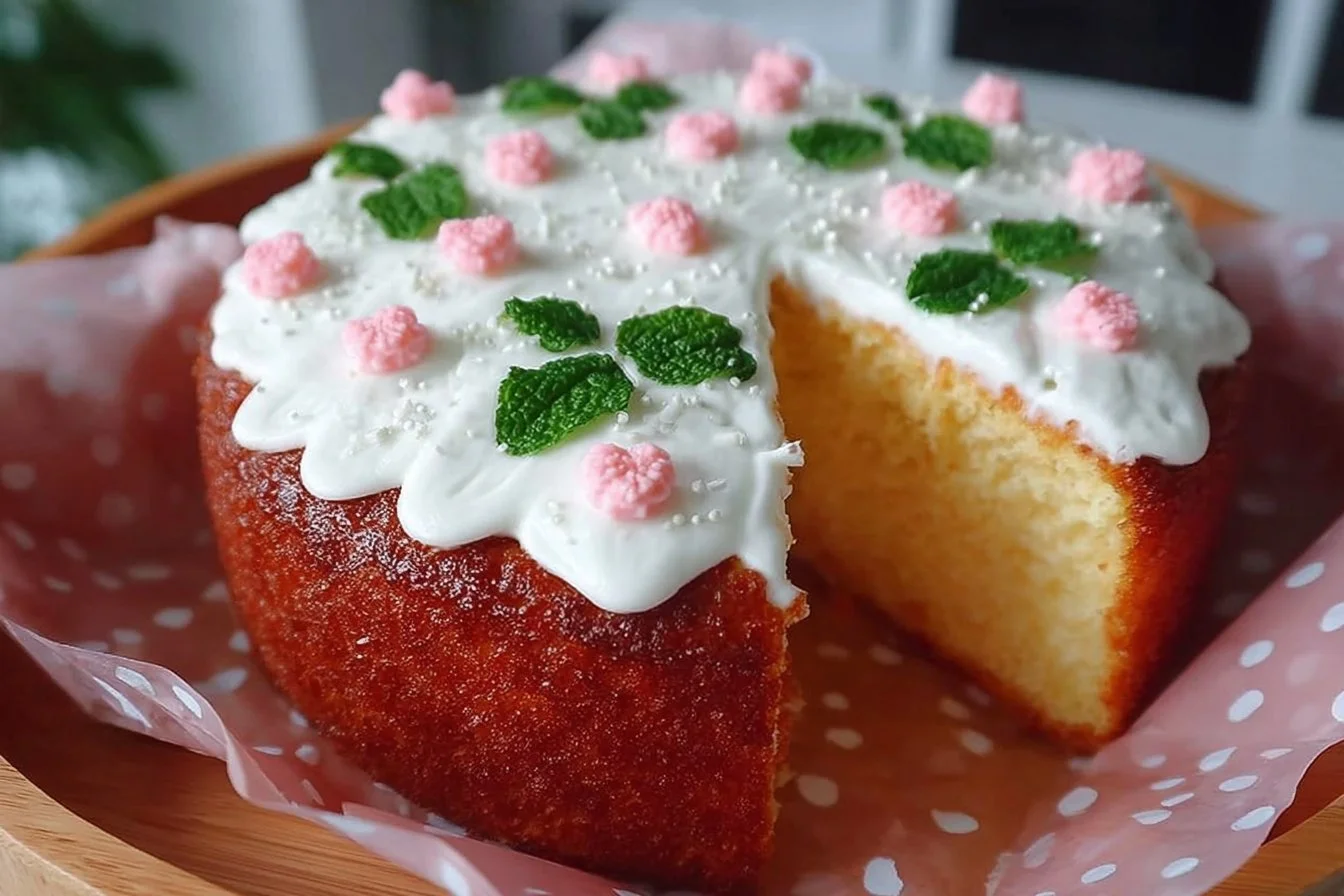 Delicious Vanilla Bento Cake beautifully presented in a bento box.