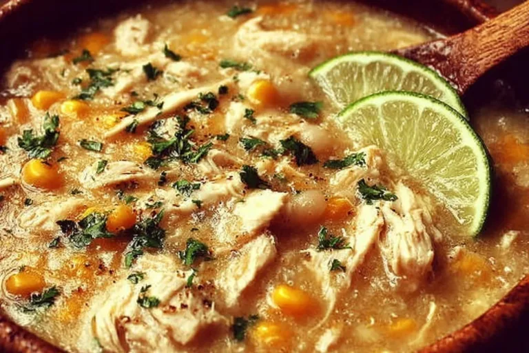 A bowl of delicious white chicken chili garnished with cilantro