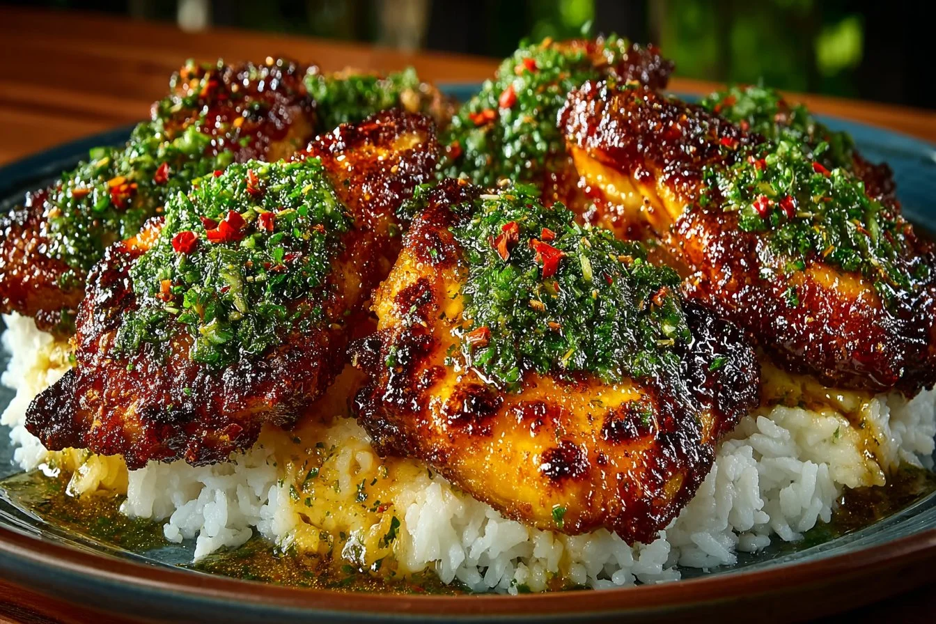 Delicious Bang Bang Chicken served on a plate with fresh herbs and sauces.