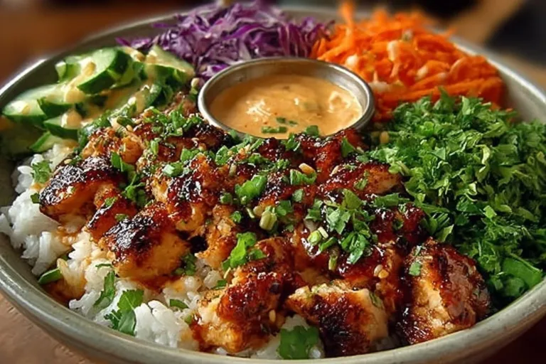 Delicious Bang Bang Chicken Bowl loaded with flavors for beginner cooks
