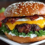 Delicious homemade smash burger served with fresh toppings and golden fries