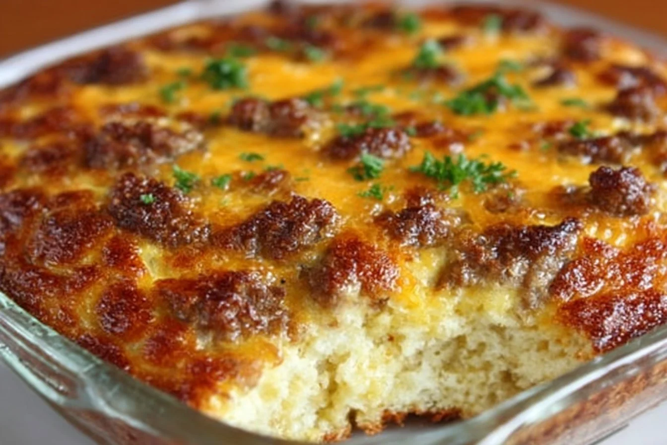 Delicious homemade breakfast casserole served in a dish