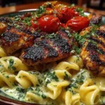 Creamy Cajun Chicken Pasta with peppers and herbs in a bowl