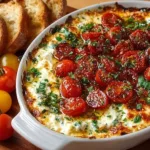 Delicious Caprese Dip with tomatoes, mozzarella, and basil served in a bowl