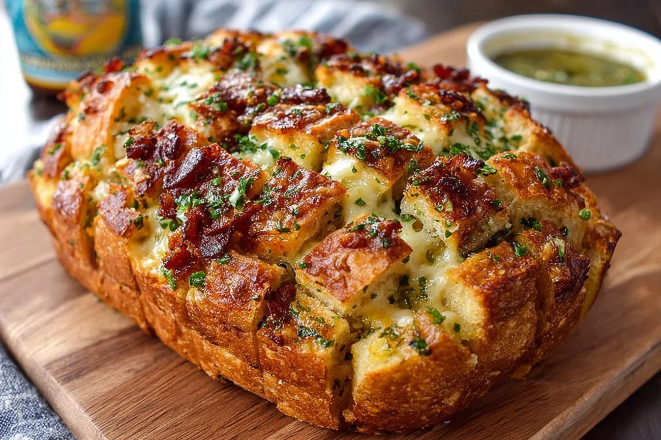 Cheesy Ranch Pull Apart Bread with gooey cheese and ranch seasoning