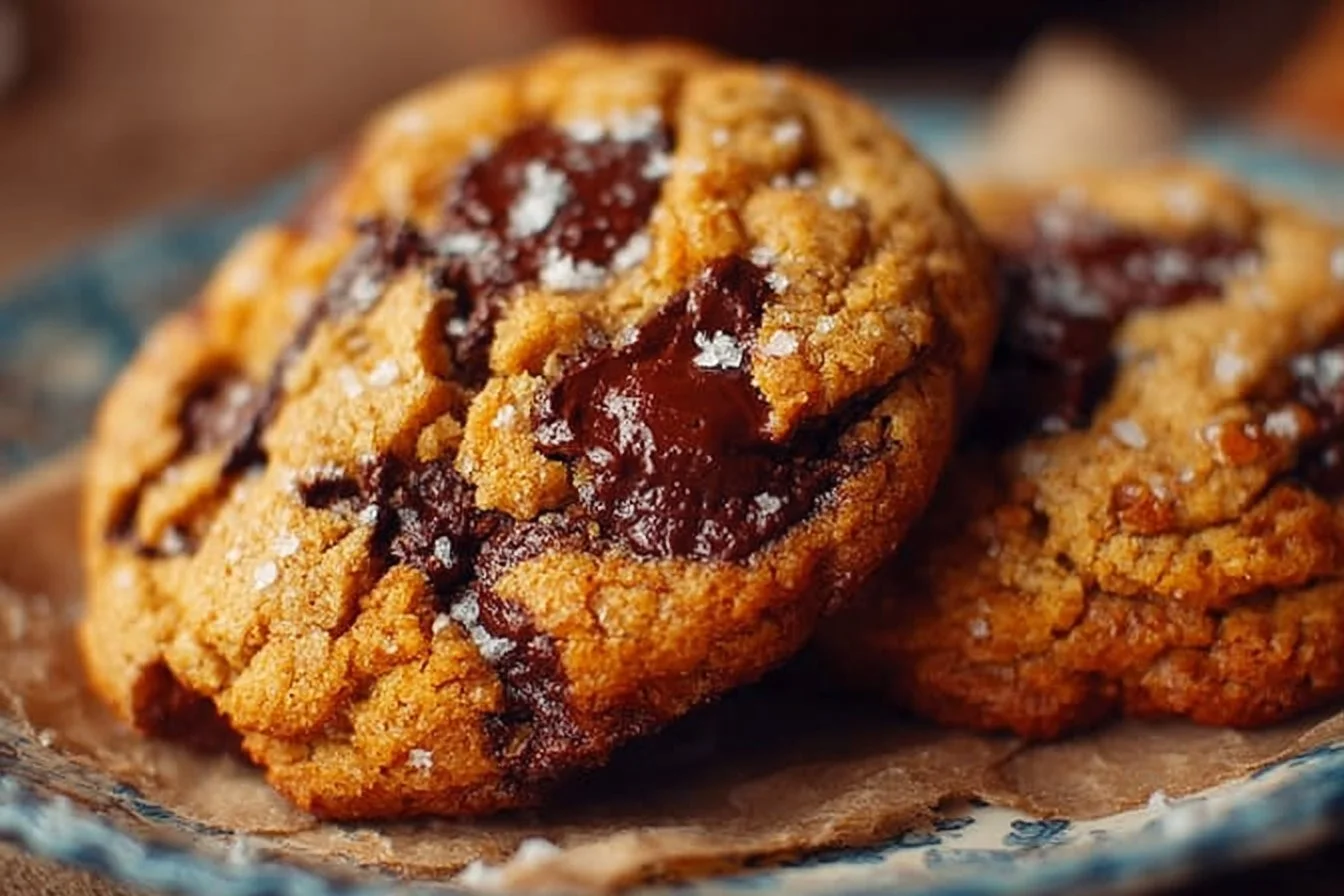 Delicious chewy pumpkin chocolate chip cookies on a plate