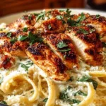 Creamy Chicken Alfredo with tender chicken and fettuccine pasta