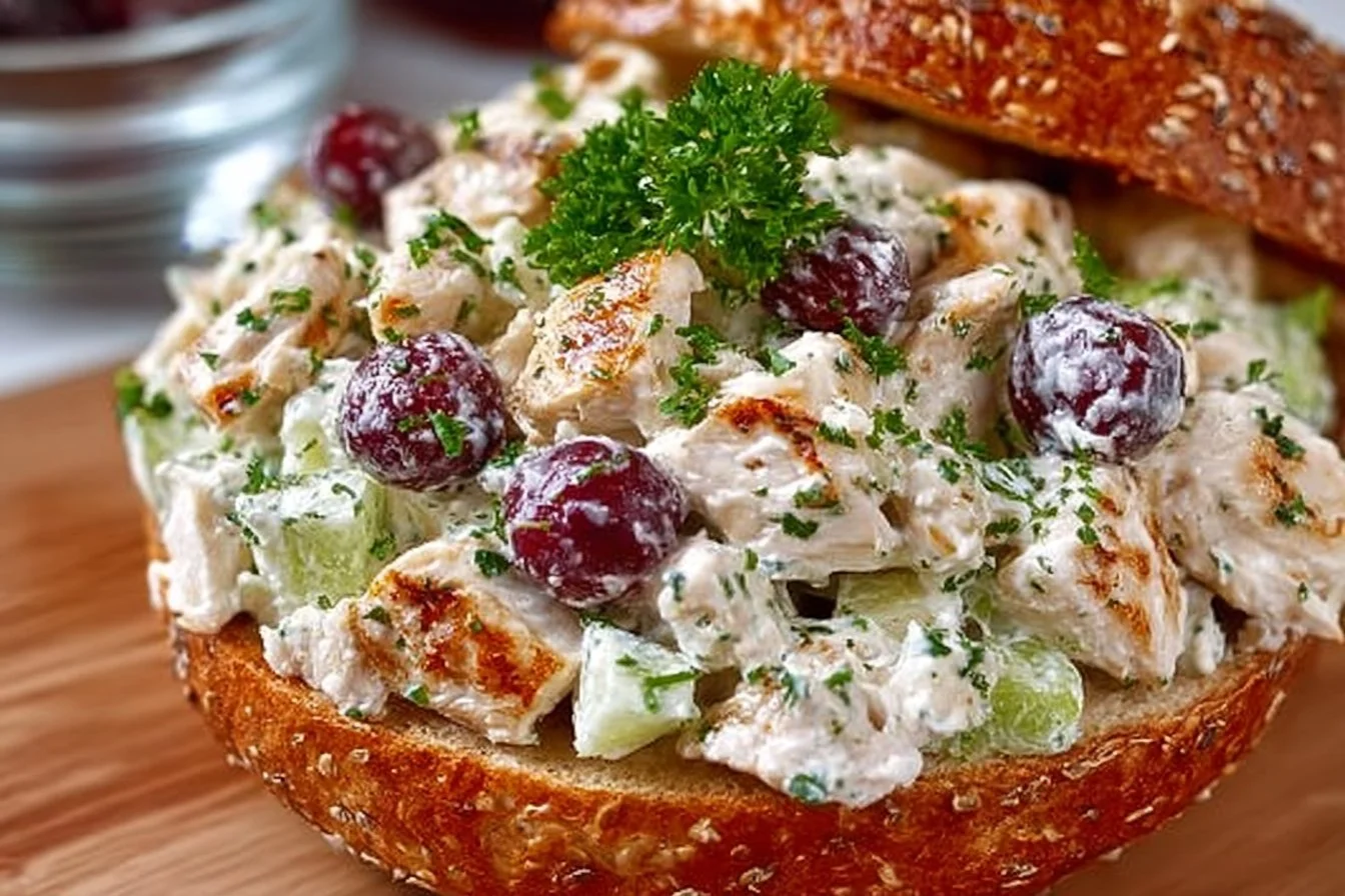 Delicious chicken salad sandwich made with fresh ingredients