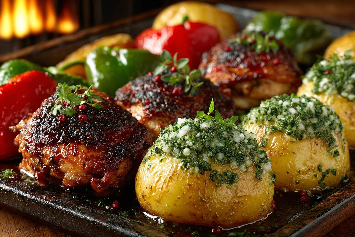 Delicious Chicken Scarpariello with peppers and herbs served on a plate