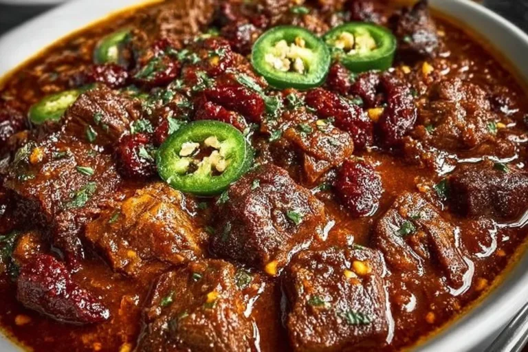 Hearty chili featuring beef short rib and chorizo in a rich, flavorful stew.