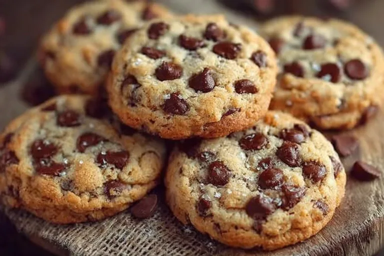 Freshly baked chocolate chip cookies on a cooling rack