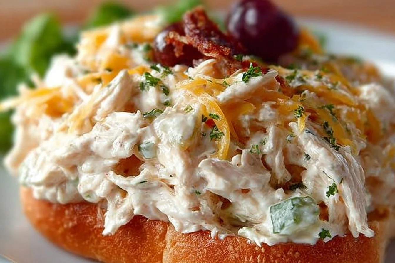 Bowl of Copycat Chicken Salad Chick Kickin Kay Lynne with fresh ingredients