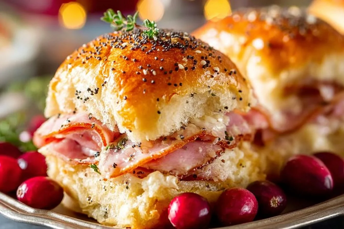 Delicious cranberry ham sliders served on a platter for a festive gathering