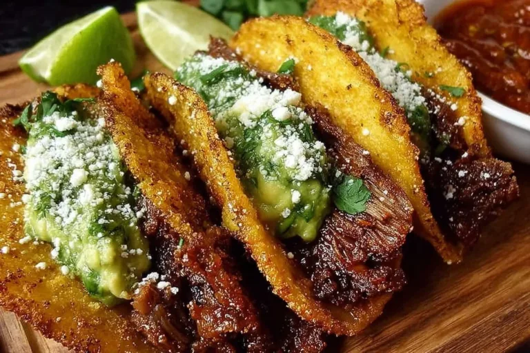 Delicious crispy beef tacos served with fresh toppings and salsa.