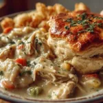 Crock Pot Chicken Pot Pie with flaky crust and savory filling