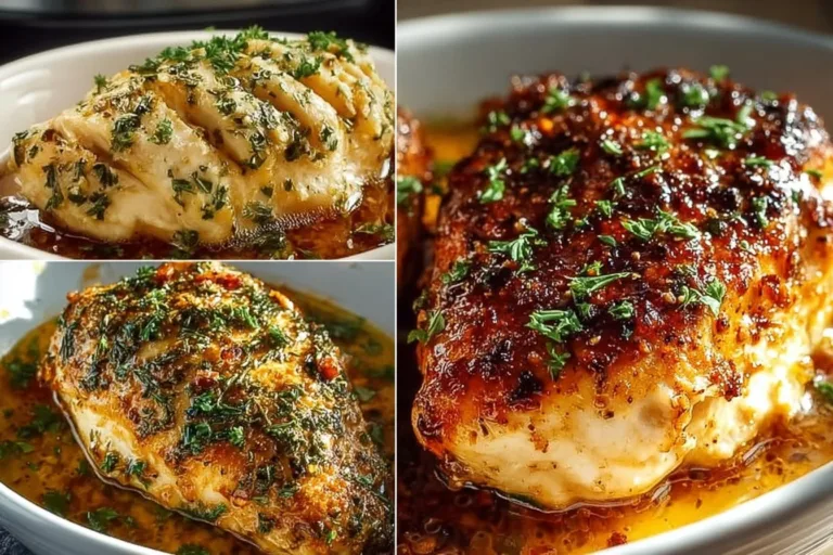 Delicious crockpot chicken breast served with vegetables