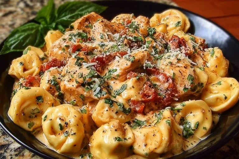 CrockPot Chicken Tortellini dish with rich flavors and creamy sauce