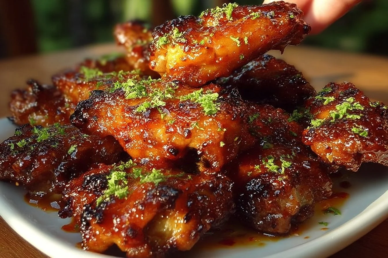 Crockpot Honey Sriracha Chicken Wings served on a platter