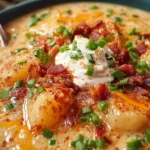 Bowl of creamy crockpot potato soup made with frozen potatoes
