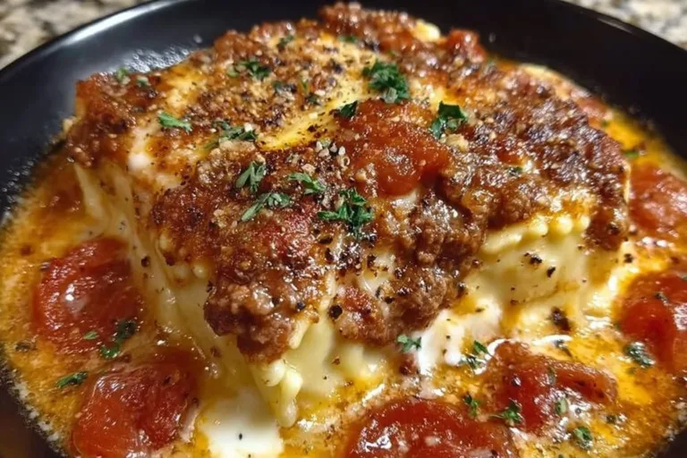 Delicious Crockpot Ravioli Lasagna served hot, showcasing layers of pasta and sauce.