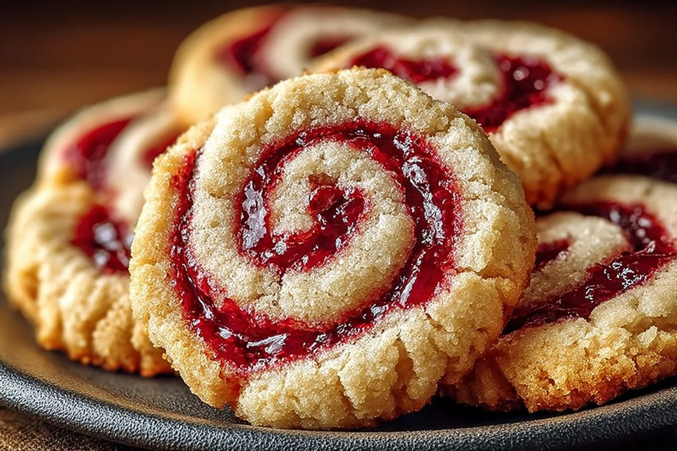 Delicious raspberry swirl cookies with vibrant raspberry swirls