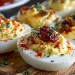 Delicious deviled eggs served on a platter, perfect for appetizers.