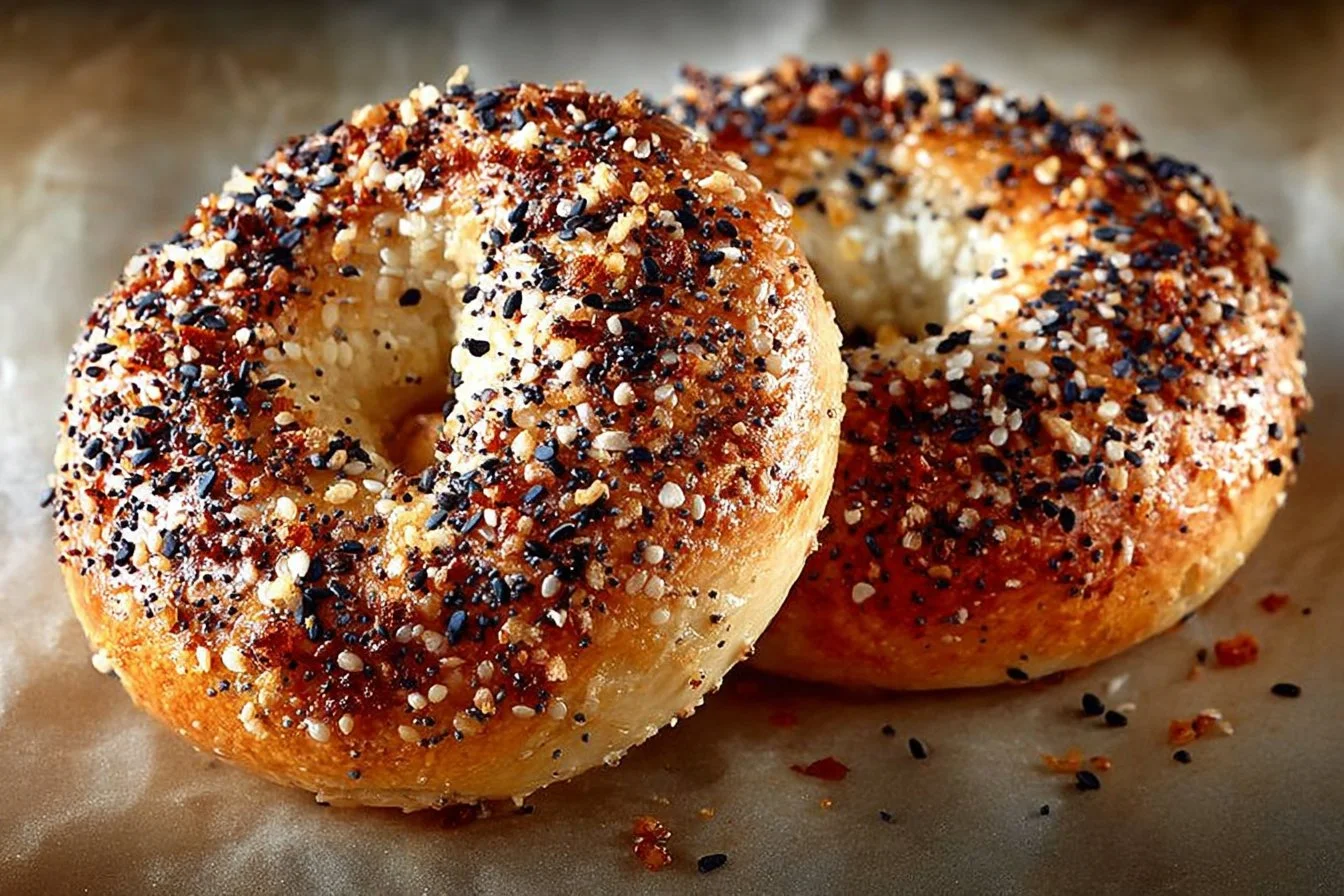 Freshly baked homemade bagels from an easy bagel recipe