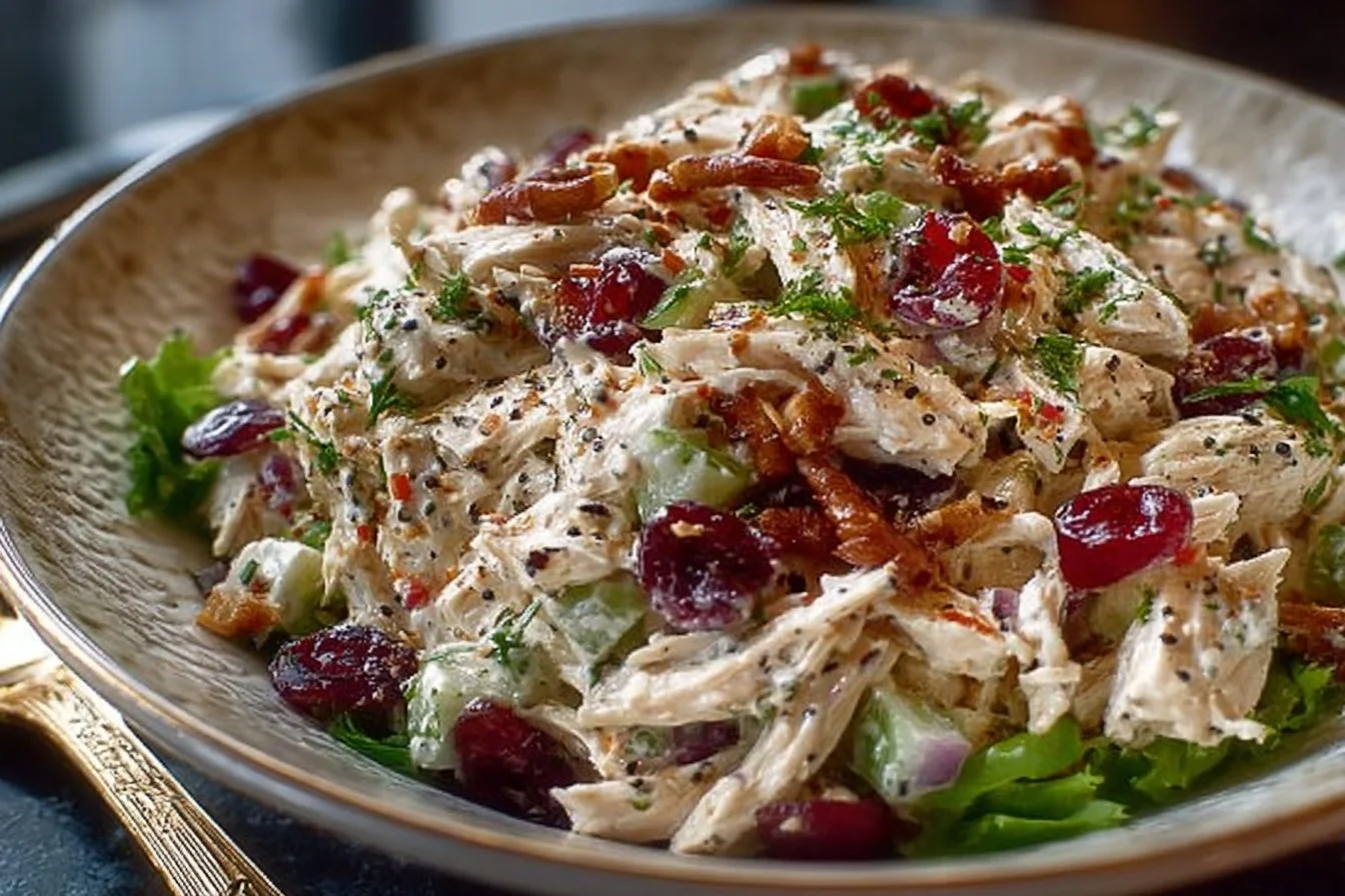 Delicious Fall Harvest Chicken Salad with seasonal ingredients.