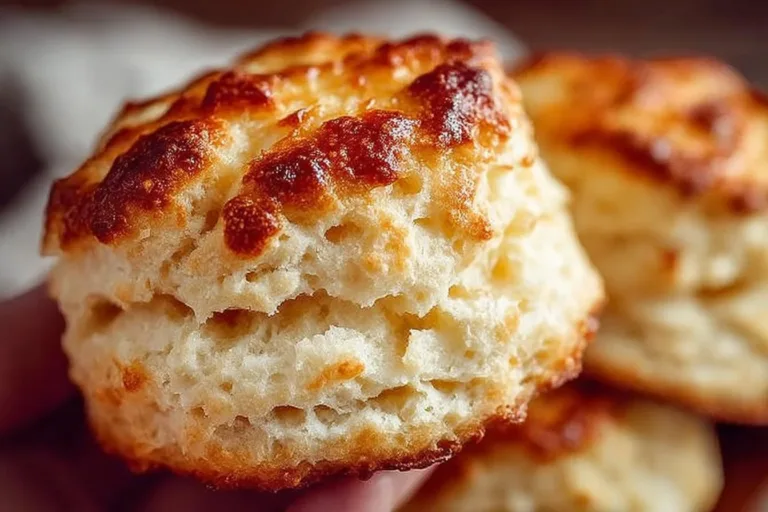Fluffy homemade biscuits fresh out of the oven, golden and delicious