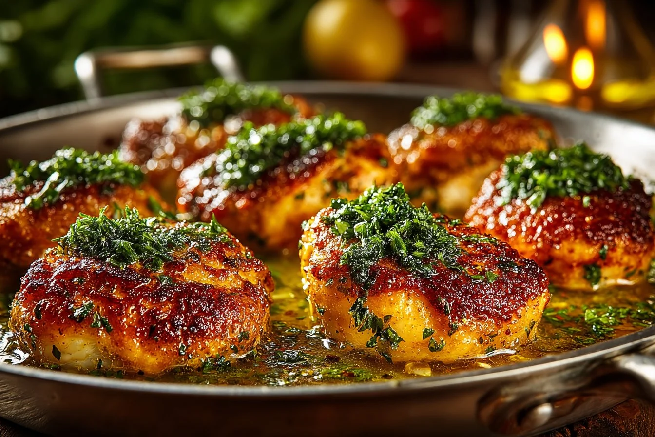 Delicious Garlic Butter Chicken served with fresh herbs