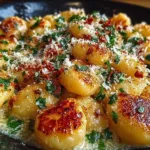 Delicious garlic butter parmesan gnocchi served in a bowl