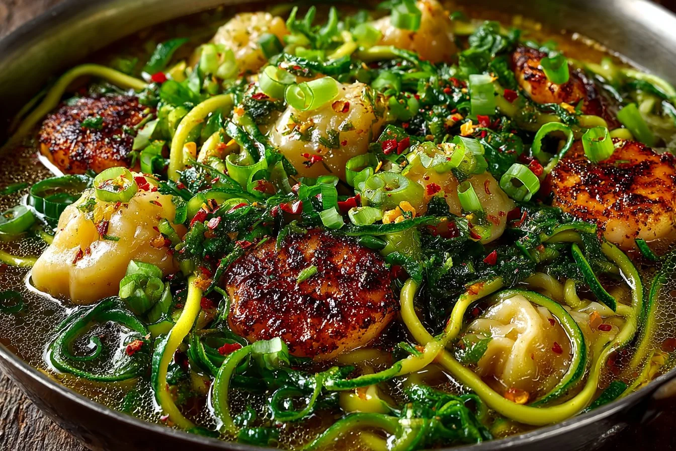 Bowl of gyoza soup featuring Japanese dumplings in flavorful broth