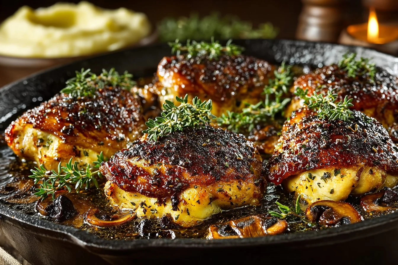 Herbed ricotta stuffed chicken in white wine sauce with mashed cauliflower