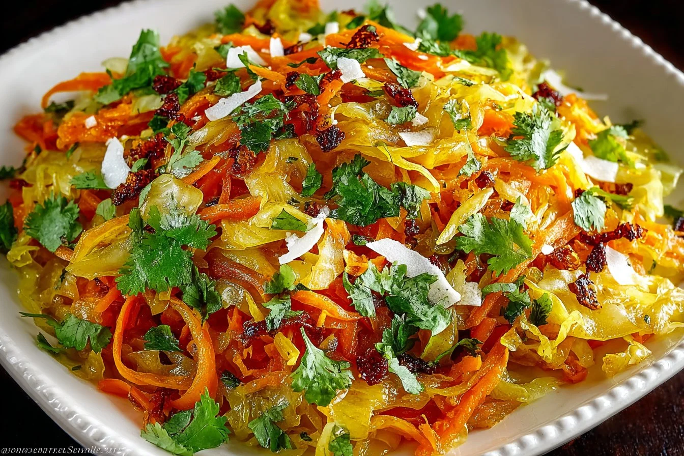 Oven roasted Indian cabbage served with spices and herbs