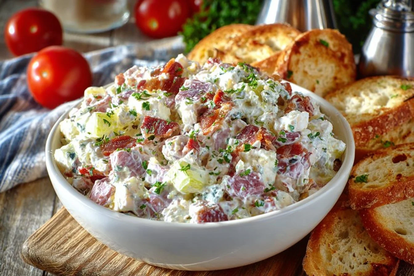 Delicious Italian Hoagie Dip served in a bowl with fresh toppings.