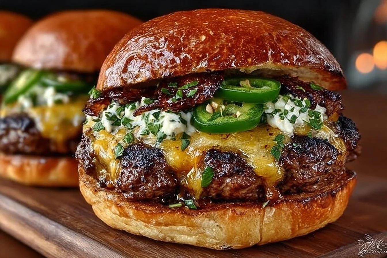Delicious jalapeño-onion smash burgers, juicy and flavorful.