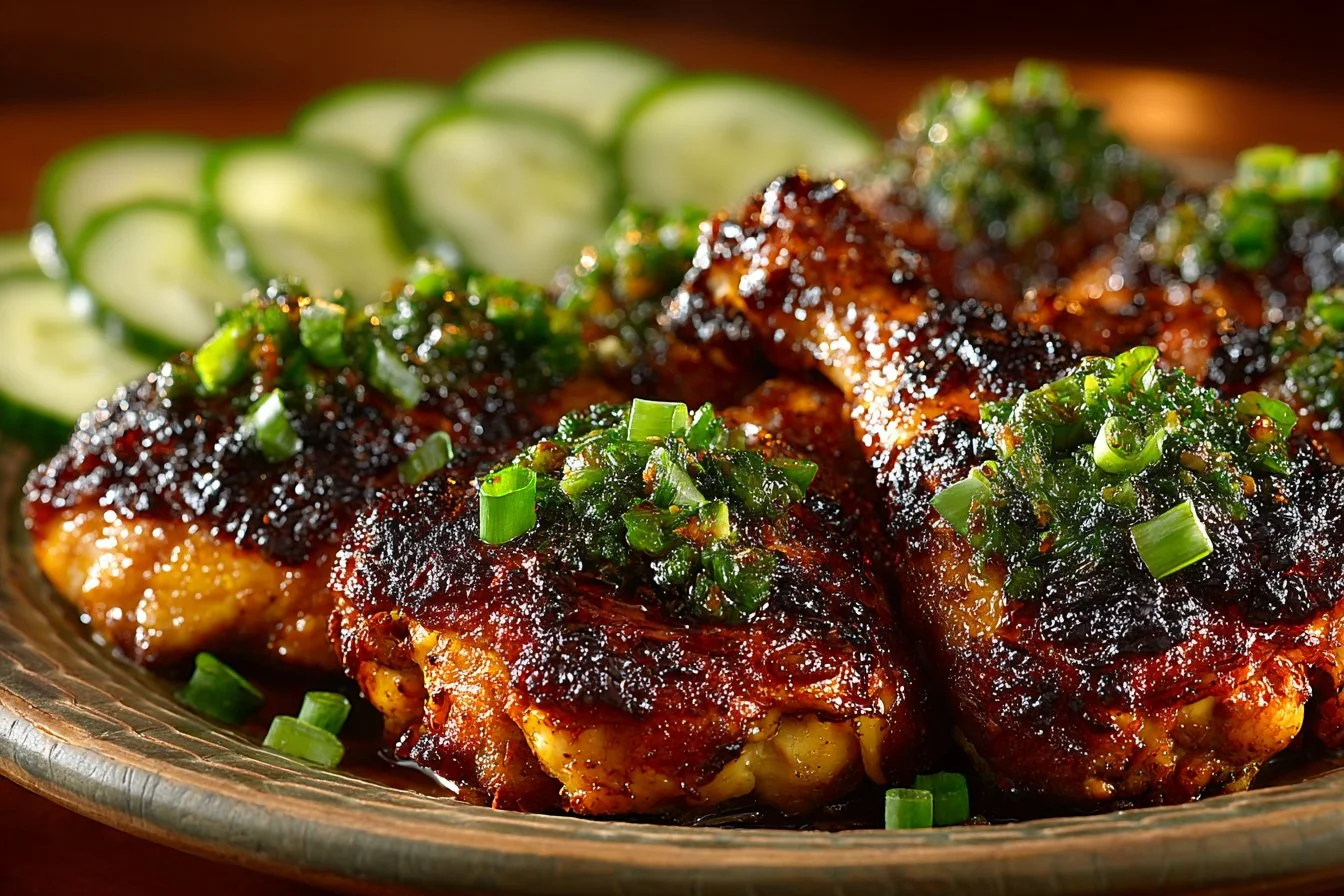 Kalbi Chicken legs cooked in an air fryer, showcasing golden and juicy highlights.