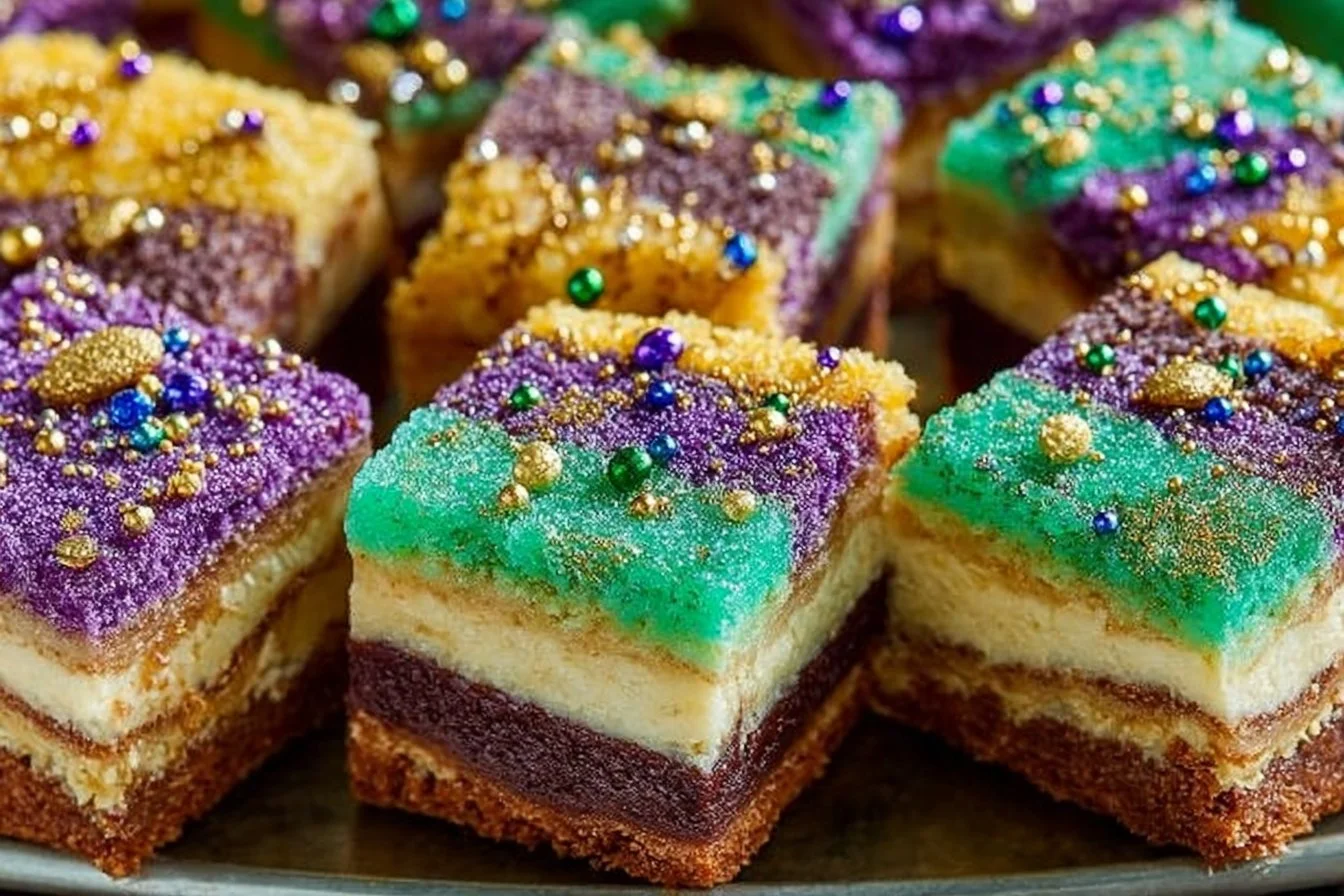 King Cake Cheesecake Bars