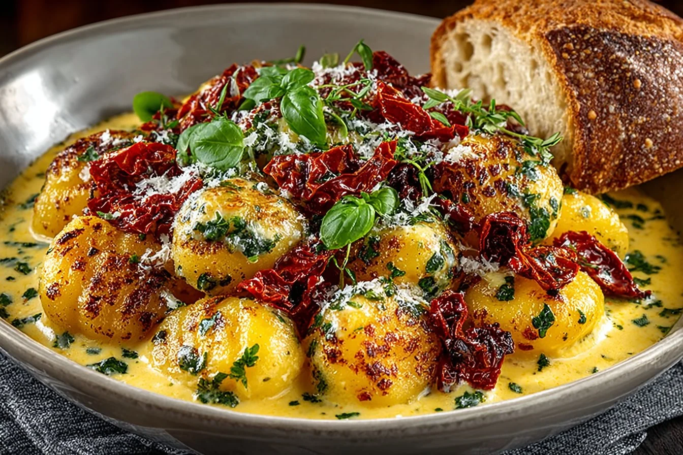Delicious Marry Me Gnocchi topped with fresh herbs and cheese