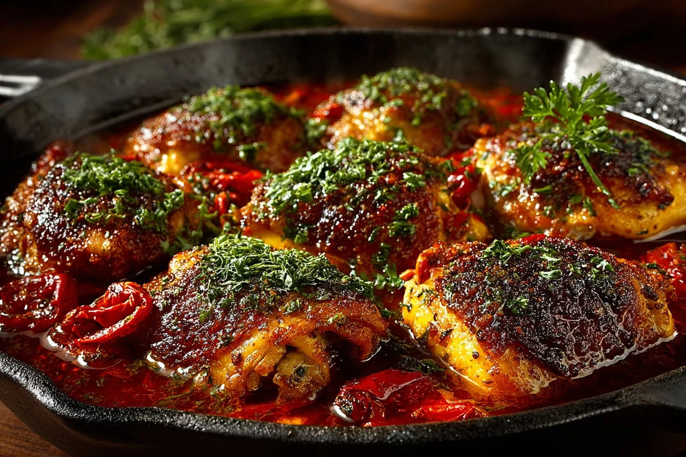Delicious bowl of Nigerian Chicken Stew with vibrant spices and vegetables