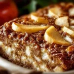 Oatmeal apple breakfast bake topped with cinnamon and fresh apple slices