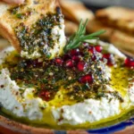 Homemade Labneh served with herbs and olive oil, perfect for Mediterranean dishes.